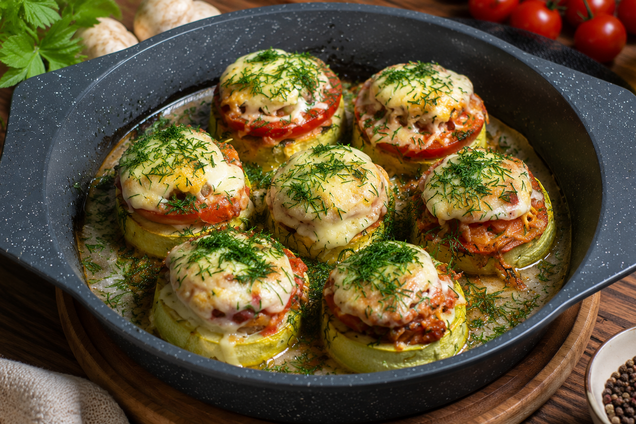 Как вкусно запечь кабачки с фаршем и помидорами: универсальная закуска на любой случай