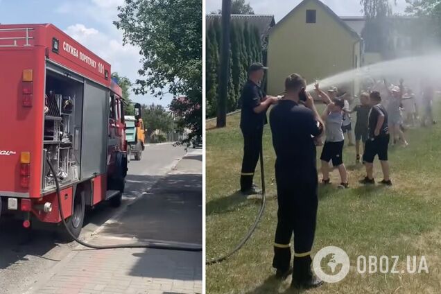 'Оце двіжуха! Скільки радості дітям!' В мережі завірусилося відео, як пожежники в спеку поливають школярів водою