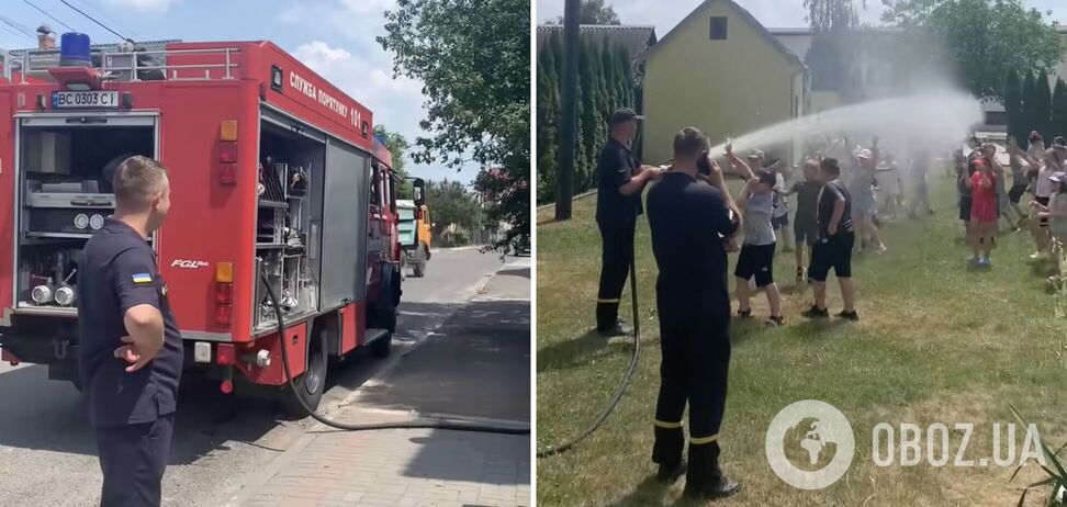 "Вот ето дижуха! Сколько радости детям!" Пожарние во Львове обливают школьников водой в жару — видео стало вирусним
