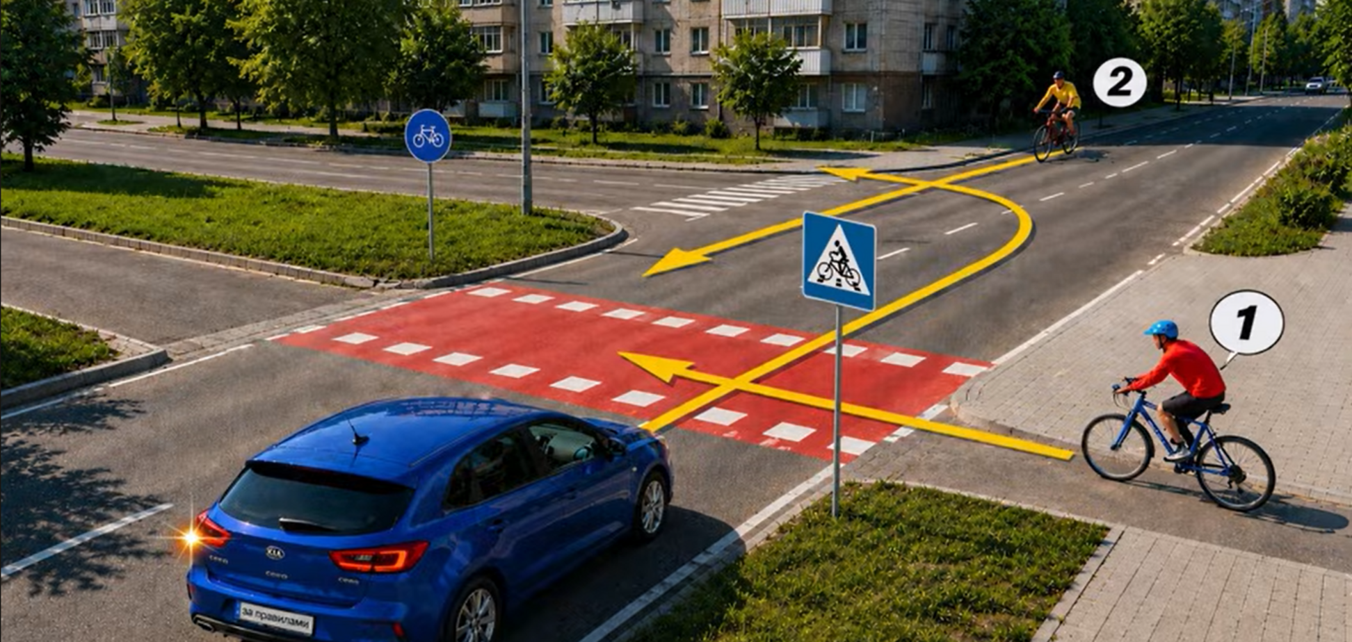 Якого велосипедиста треба пропустити? Тест на знання ПДР