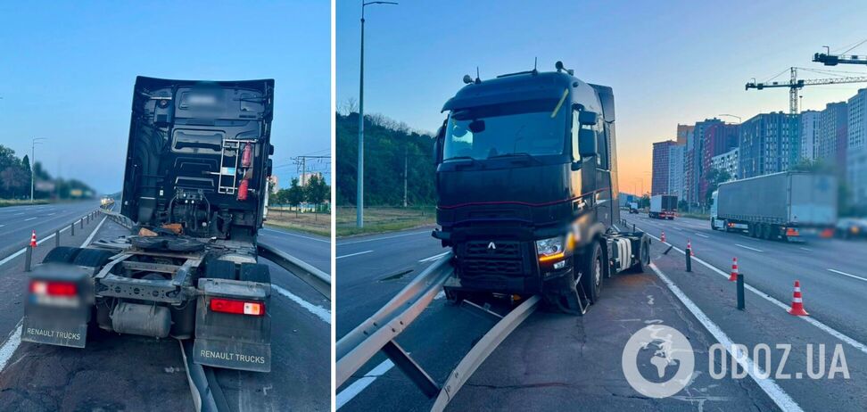 У Києві п’яний водій вантажівки знес 50 метрів металевого відбійника