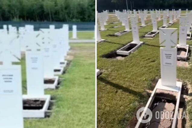 Національне військове кладовище розмили дощі: на могилах утворились провалля. Відео
