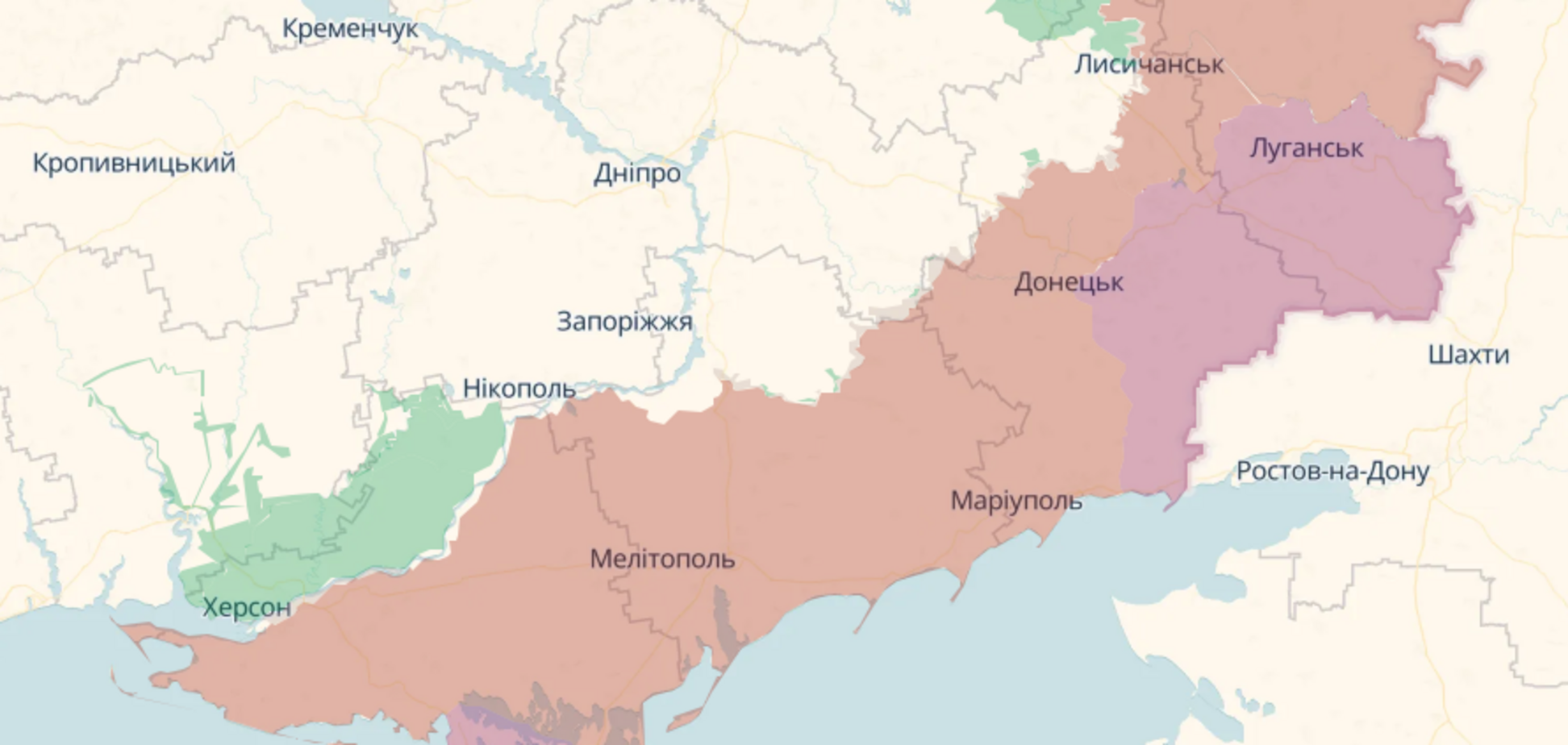 Линия фронта в Украине