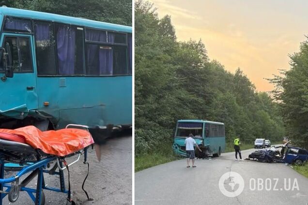 На Львівщині водій-іноземець на зустрічній смузі врізався у рейсовий автобус: постраждали 11 людей. Фото