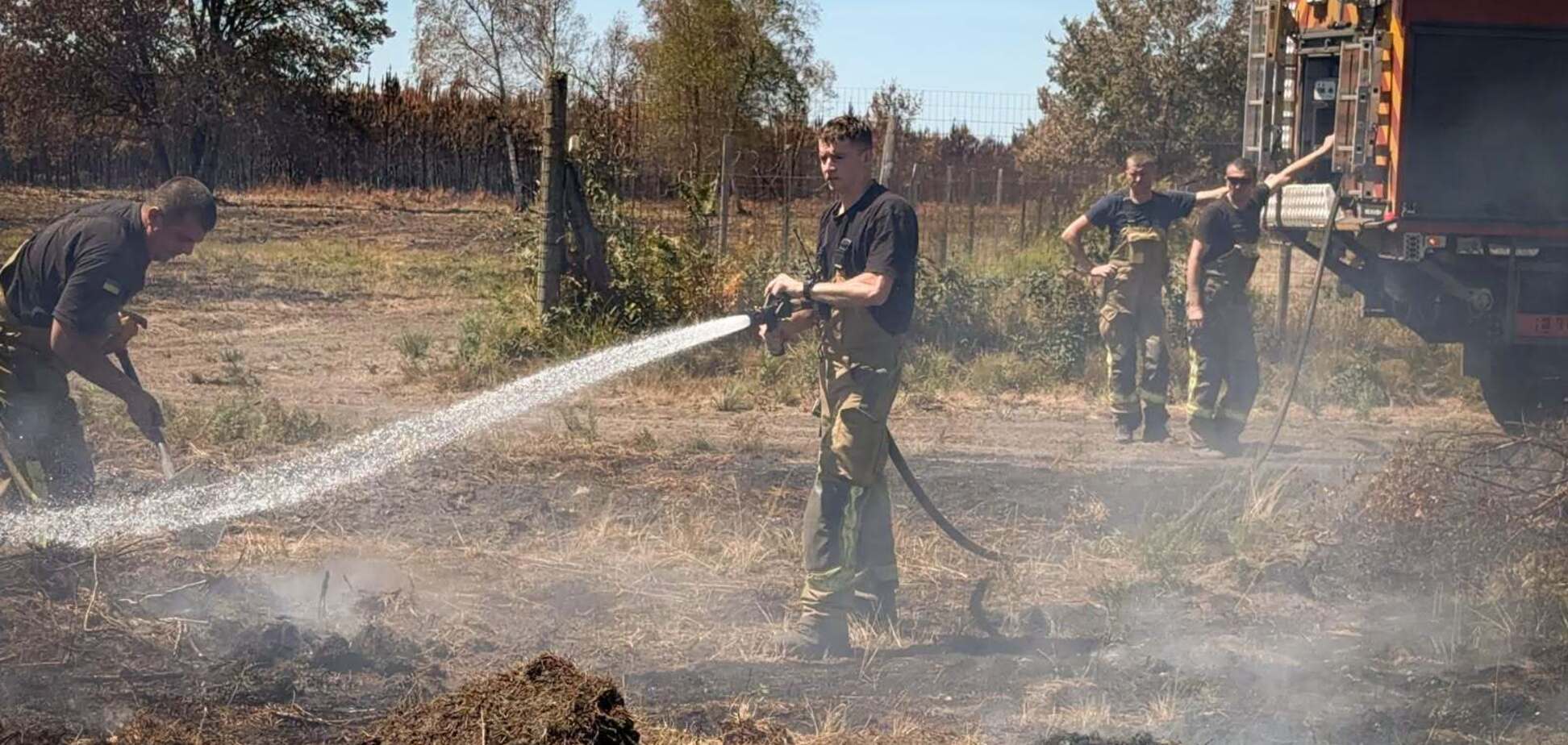 Для гасіння залучили зведений загін ДСНС України