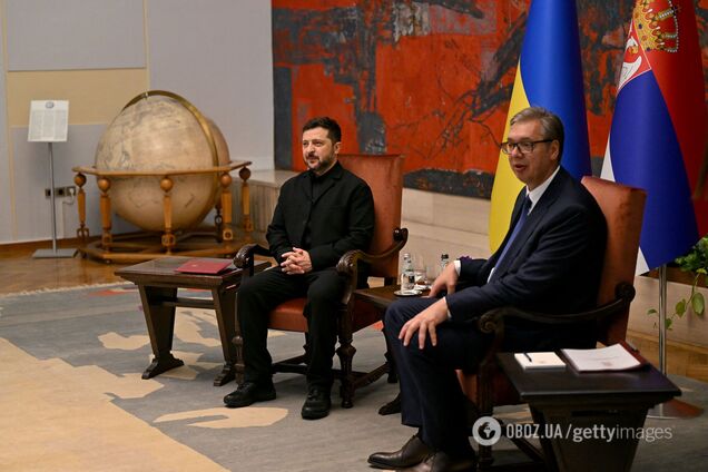 Президент Сербии Александар Вучич с президентом Украины Владимиром Зеленским в Белграде 8 августа 2026 года.