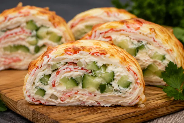 Рецепт рулета из крабовых палочек