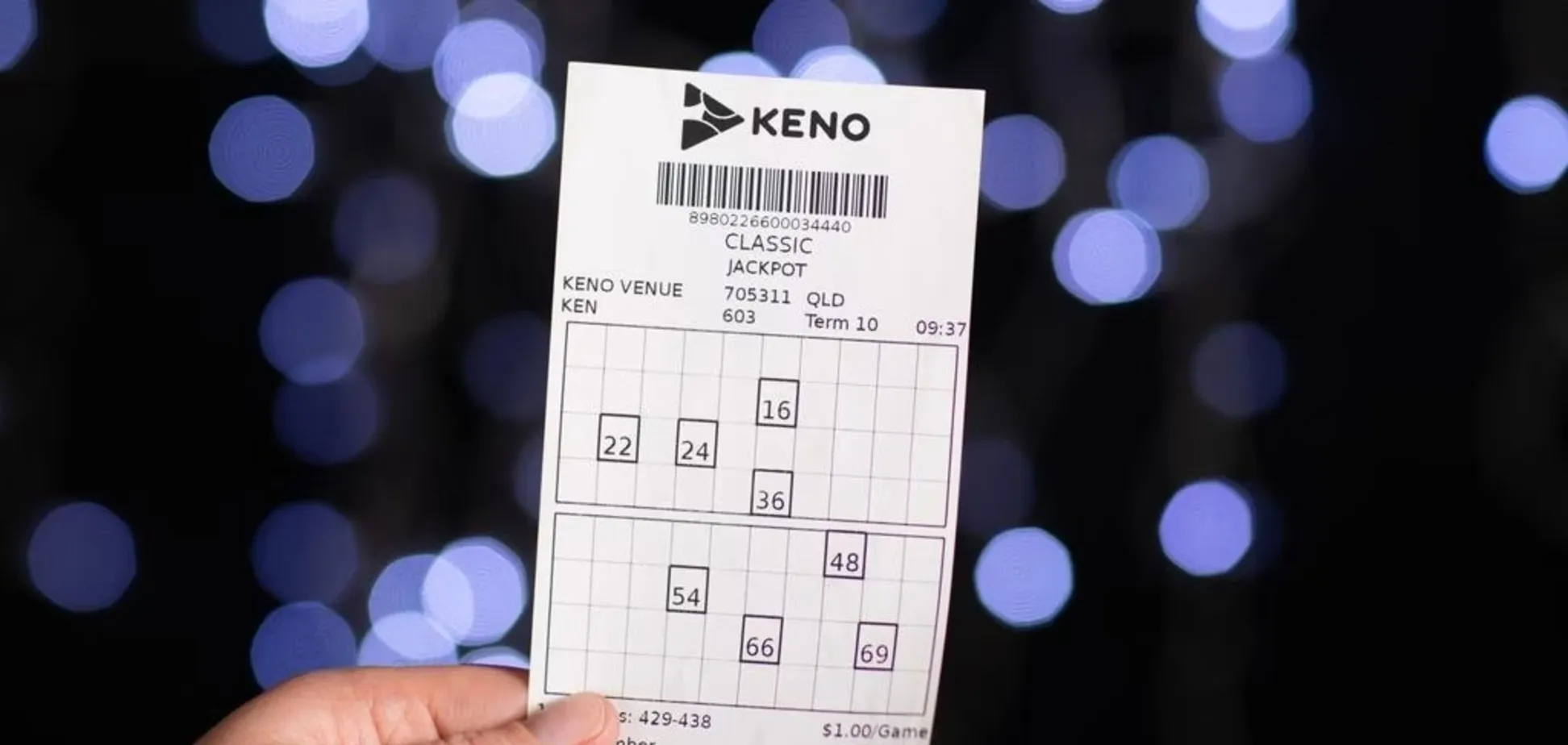 Лотерейный билет Keno. Иллюстрация