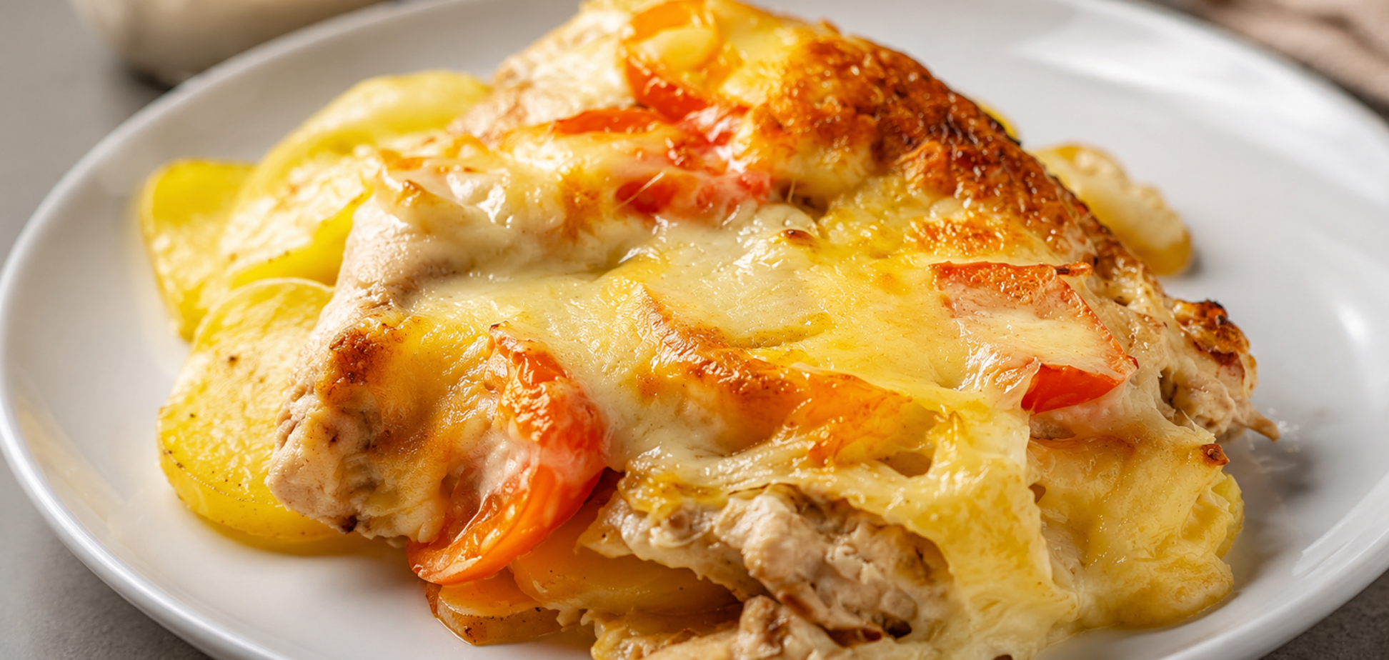 Рецепт картофеля с мясом под сыром на ужин