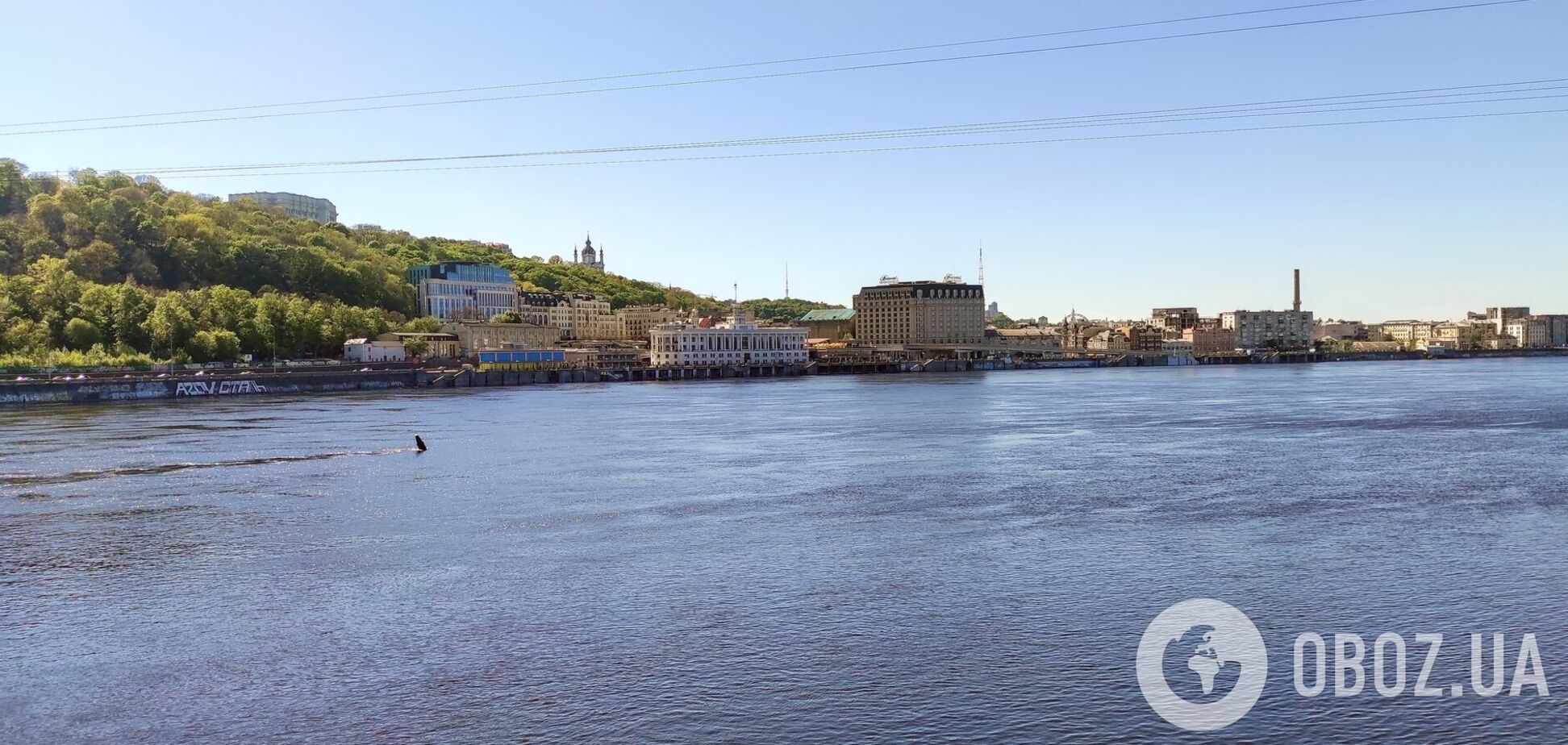 Вид на Поділ та Верхнє місто з Труханового острова. Сучасне фото