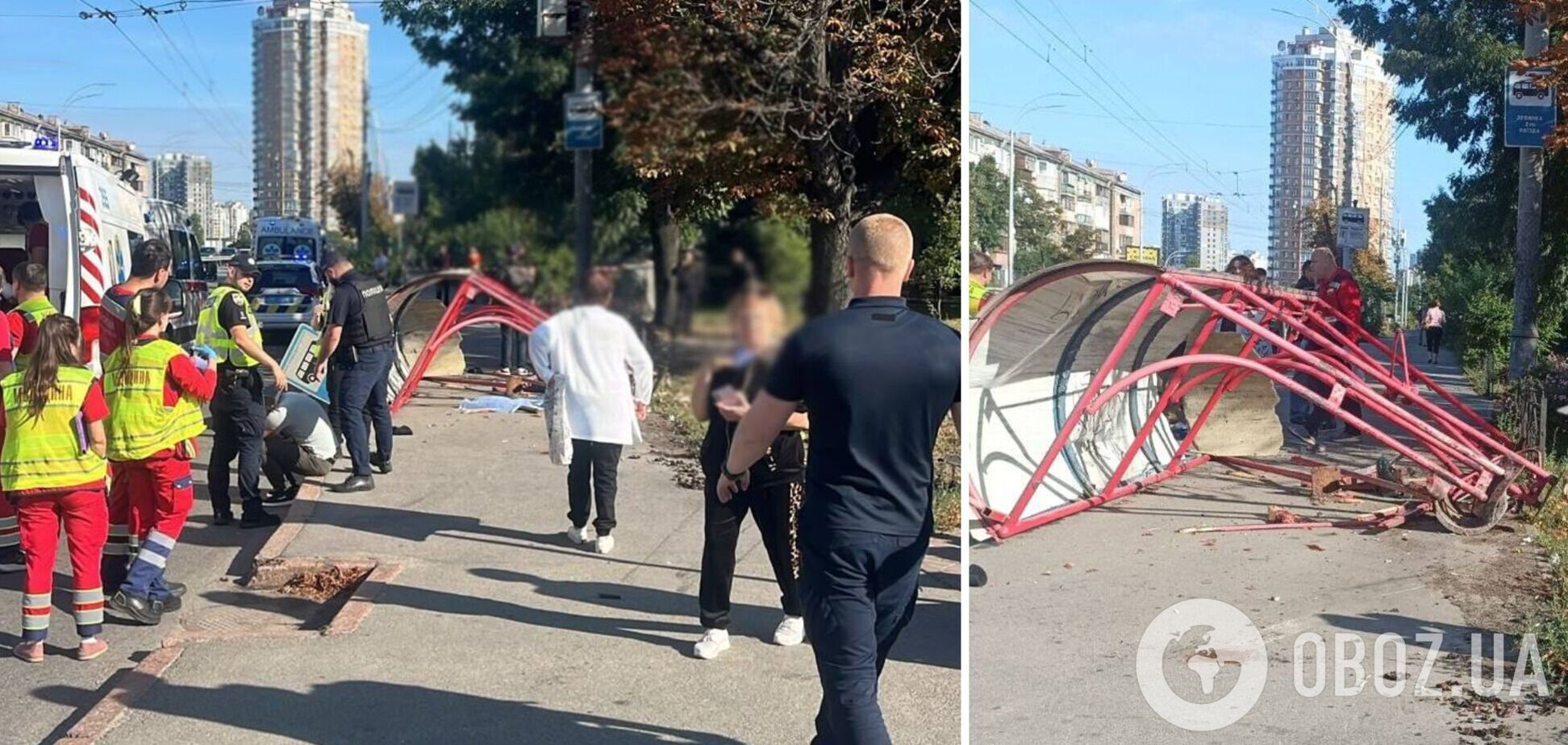 Легковик зіткнувся з маршруткою, а потім зніс зупинку
