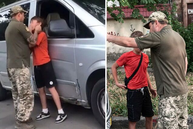 Чоловік у військовій формі притиснув підлітка до автомобіля