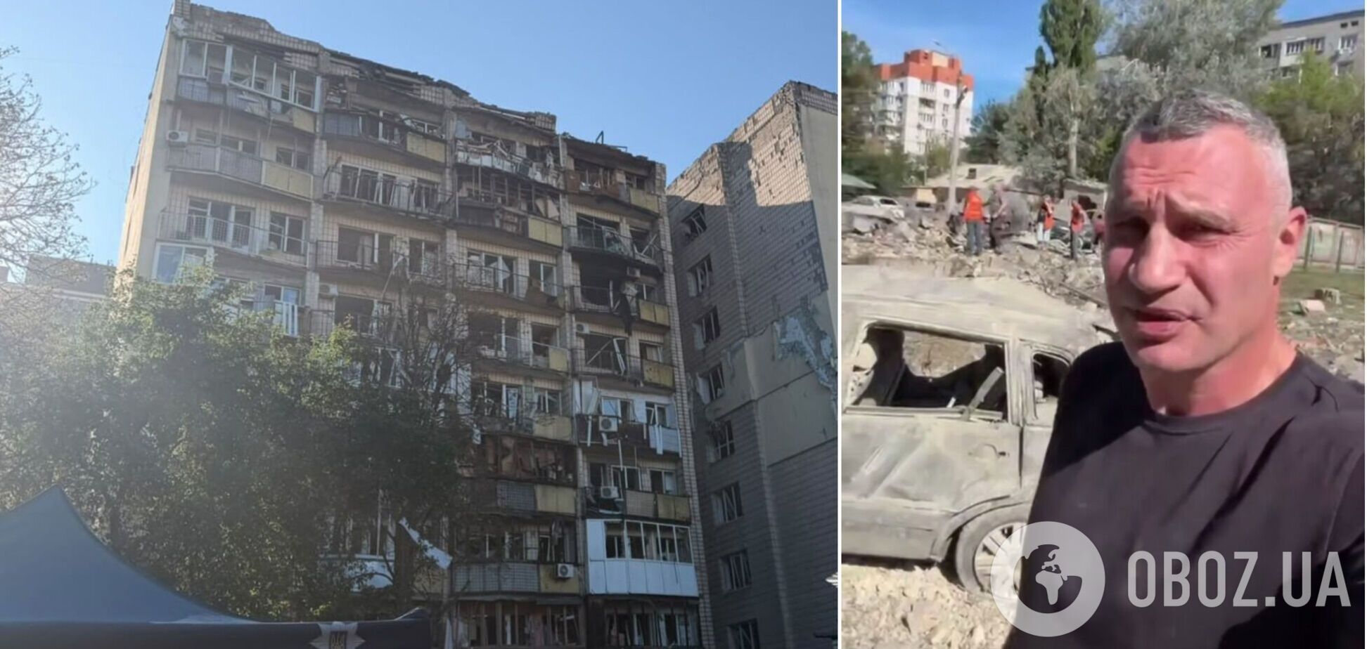 Віталій Кличко показав місце влучання російської ракети у Києві