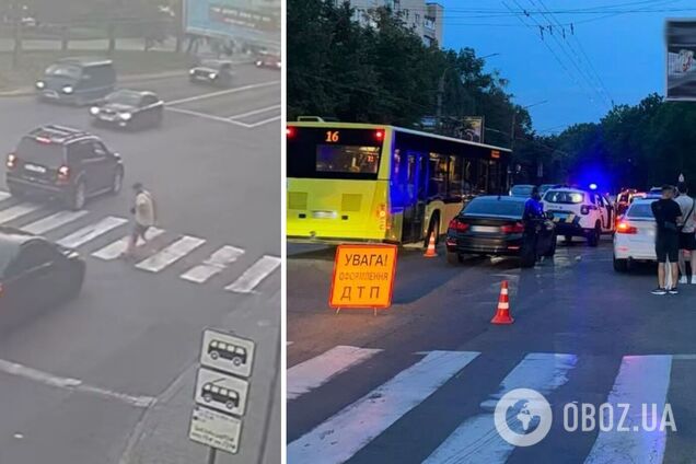 Во Львове две машины BMW сбили отца и его 8-летнюю дочь на пешеходном переходе: момент засняли на видео