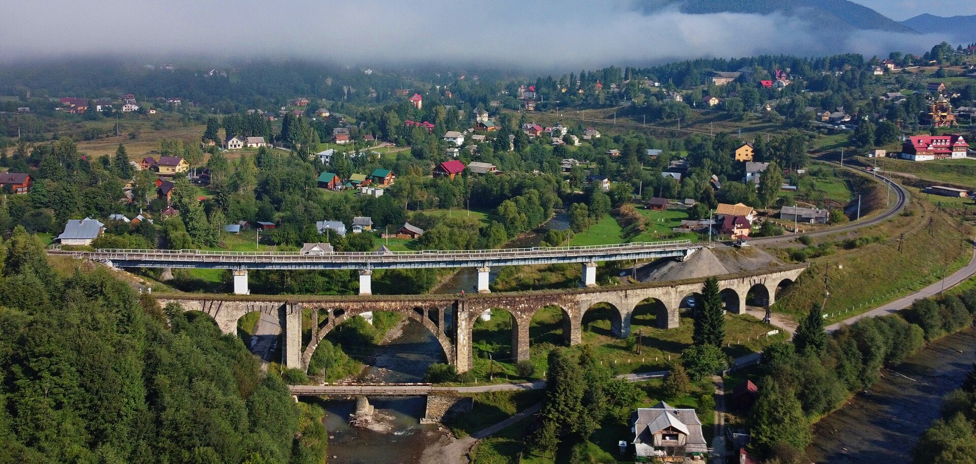 Вид на ворохтянский виадук, современный кадр