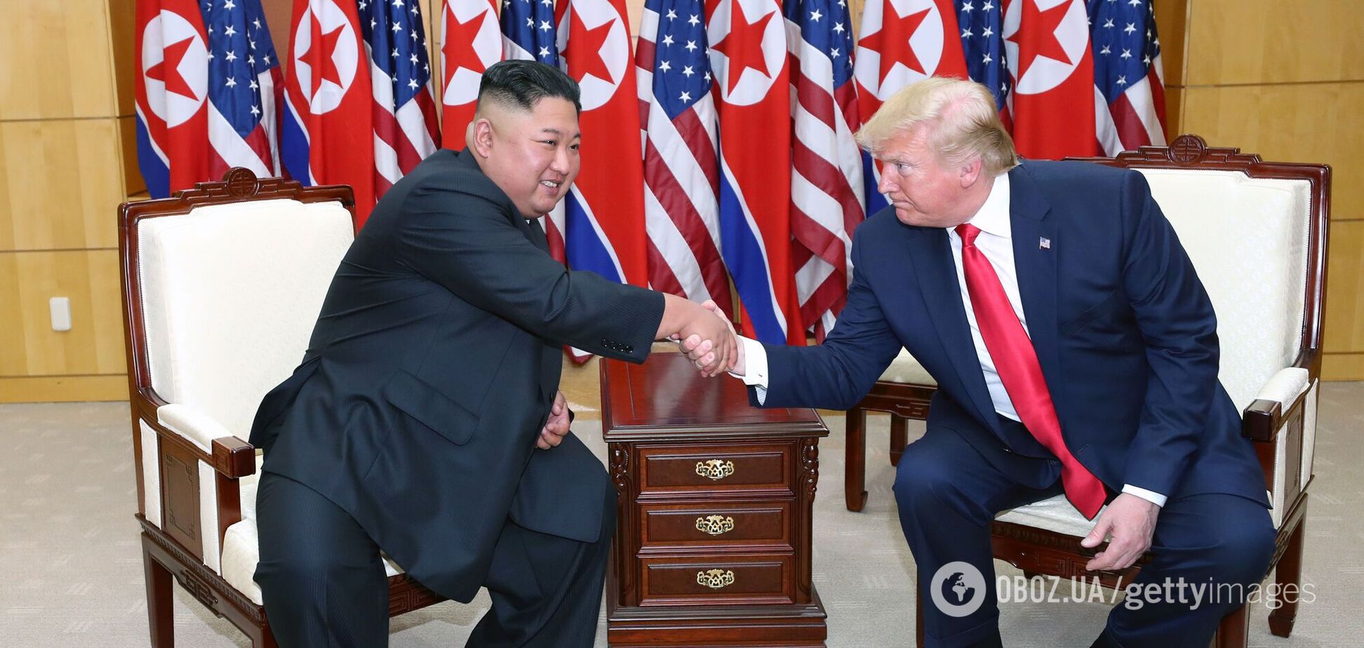Президент США Дональд Трамп и северокорейский диктатор Ким Чен Ын, 2019 год