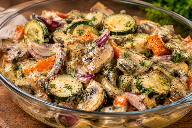 Рецепт вкусных запеченных овощей с грибами