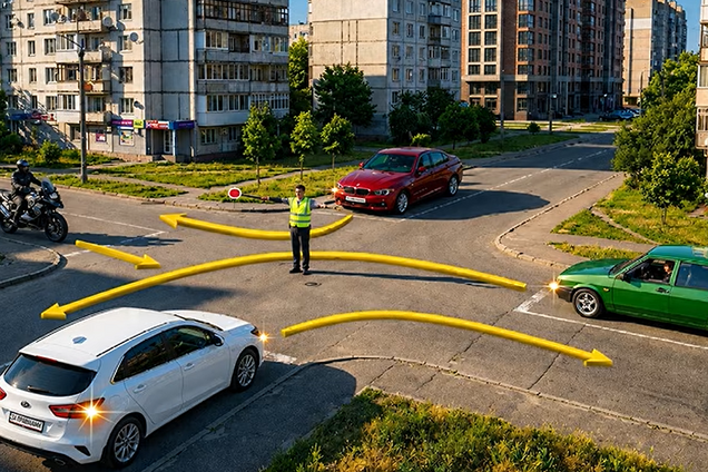 Хто може продовжити рух? Тест на знання сигналів регулювальника