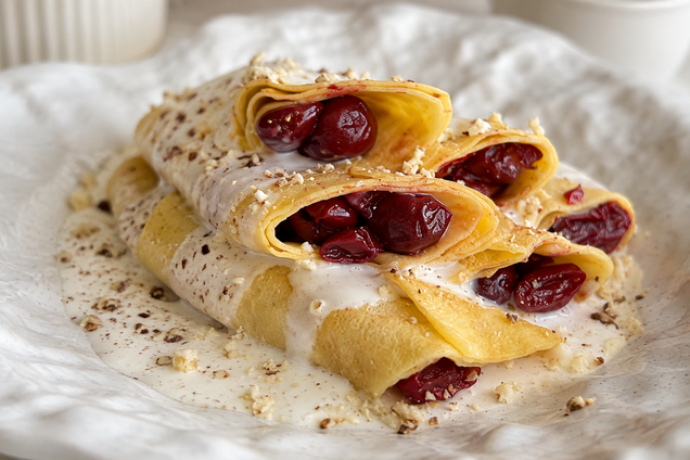 Нежные блины с вишнями и сметанным кремом: как приготовить вкусный десерт