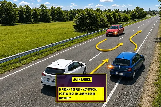 В якому порядку проїдуть автомобілі? Тест для водіїв