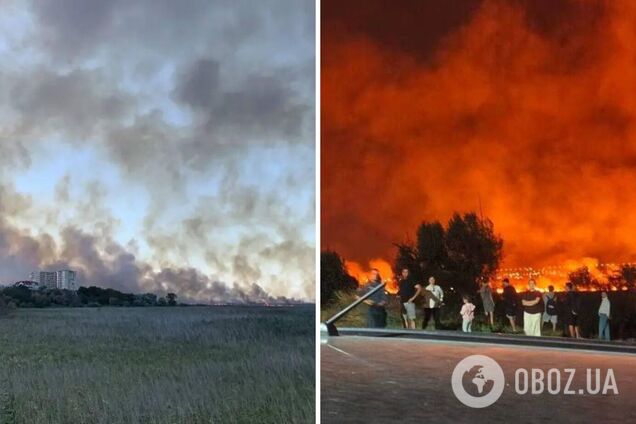 В российском Анапе возгорание камыша привело к сильному пожару: огонь подбирается к жилым домам. Фото и видео