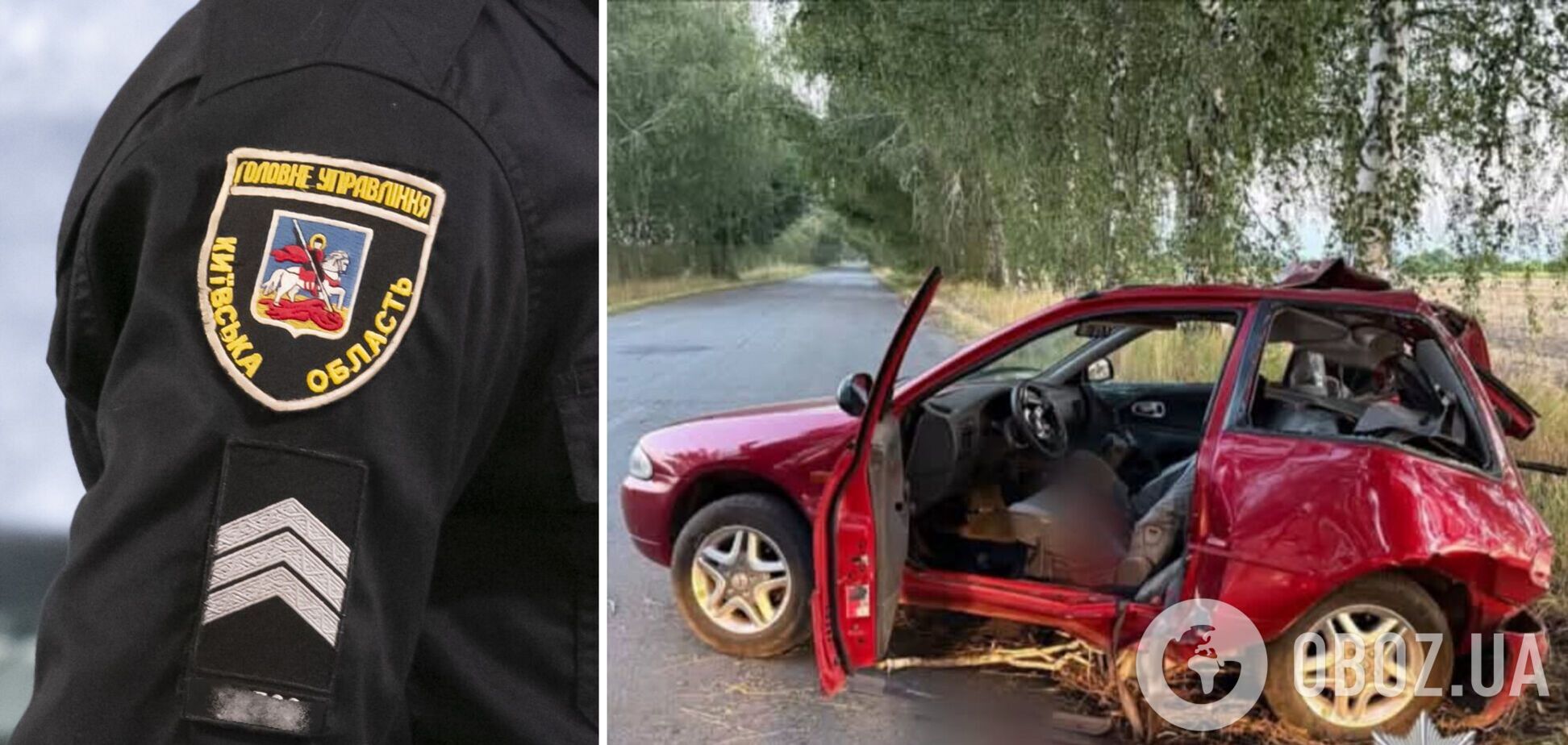 На Киевщине легковушка на скорости протаранила дерево: один подросток погиб, а другой госпитализирован. Подробности и фото