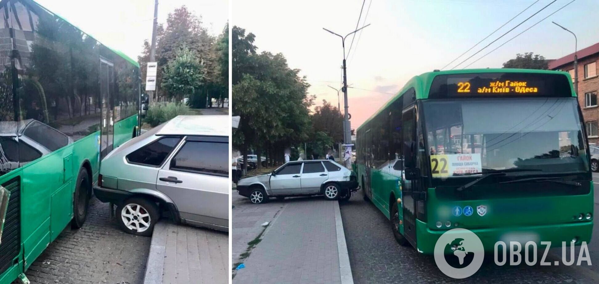 На Київщині легковик протаранив автобус, а потім збив жінку на зупинці. Фото та подробиці