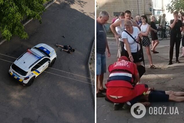 У Кам'янському автівка поліції наїхала на чоловіка, який ліг під колеса: подробиці та відео
