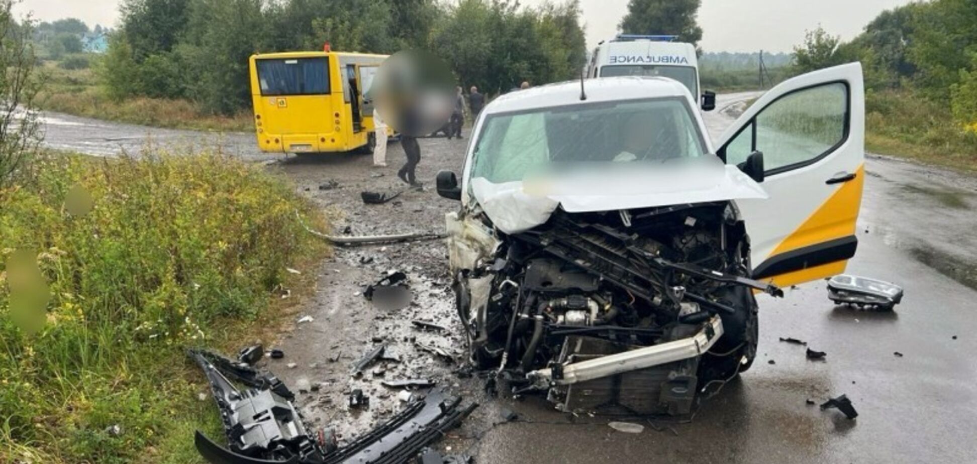 Поліцейські встановлюють обставини ДТП за участю шкільного автобуса.