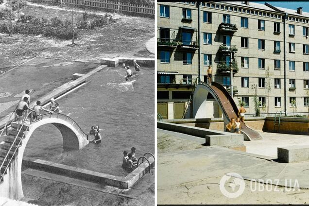 У Києві в кінці 1950-х існували унікальні дитячі майданчики: легко перетворювались на басейни. Фото