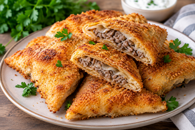 «Ленивые» треугольники из лаваша с фаршем: получится очень вкусно