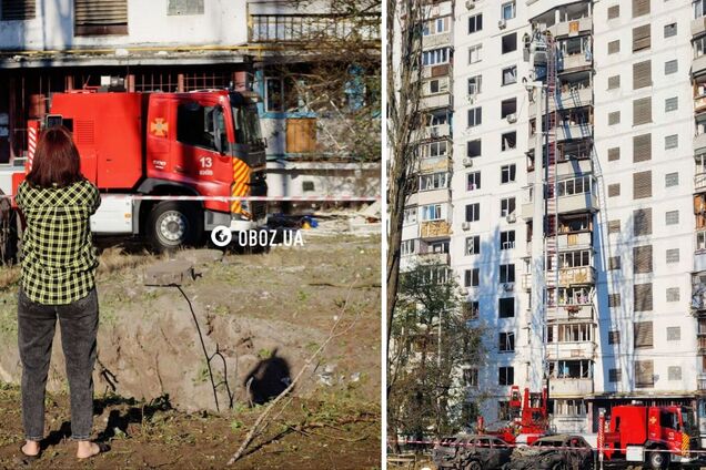 Глибока вирва, пошкоджено багатоповерхівку та школу: наслідки атаки РФ по Дніпровському району Києва. Фото та відео