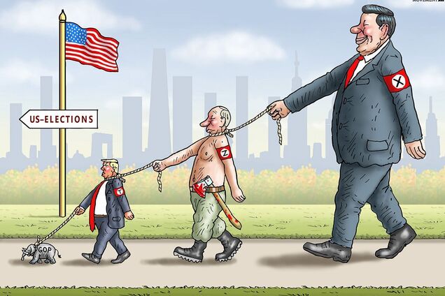 Карикатура на геополитические отношения Китая, России и США