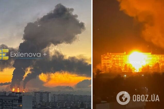 Пожар на НПЗ в Перми после атаки / момент удара по заводу 'Искра' в Ульяновске