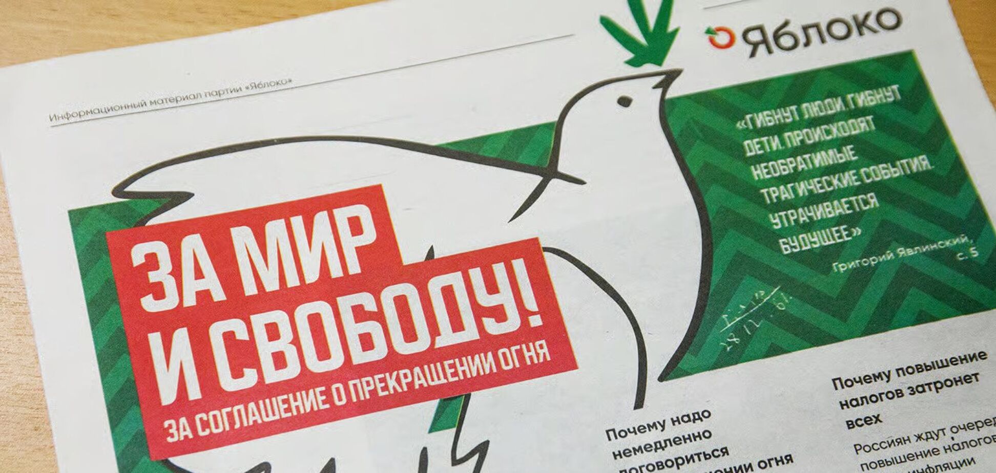 Информационный материал партии 'Яблоко'